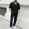 thumbnail image 5 of Comfortable Breathable Soft Shirt & Pants Men's Suit Beach Holiday Men's Outfit Shorts Sleeve Shirt Two-piece Sets Loose Trendy Long Pants Sets Button Down Mens Clothing, 5 of 5