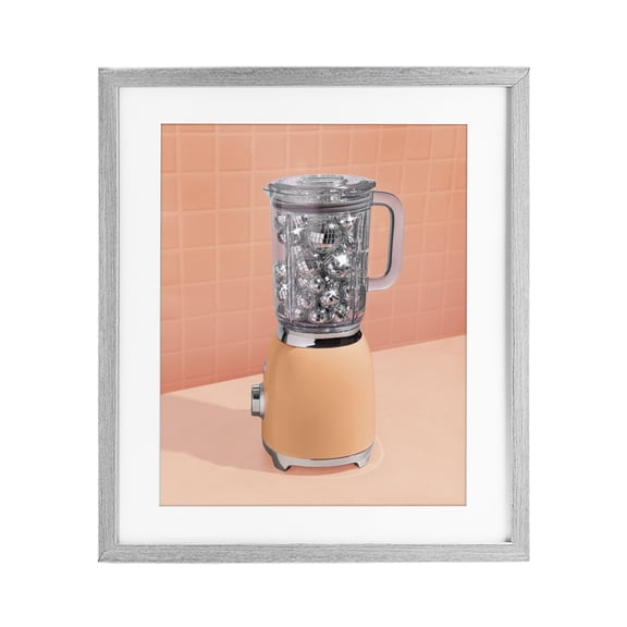 Stupell Industries Contemporary Disco Drink Blender over Orange Gray Framed Print Under Glass, 13 x 16, by LISH Creative
