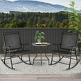 thumbnail image 2 of Costway 2 PCS Patio Folding Rocking Chair Heavy-Duty Metal Frame Rockers Outdoor Black, 2 of 8