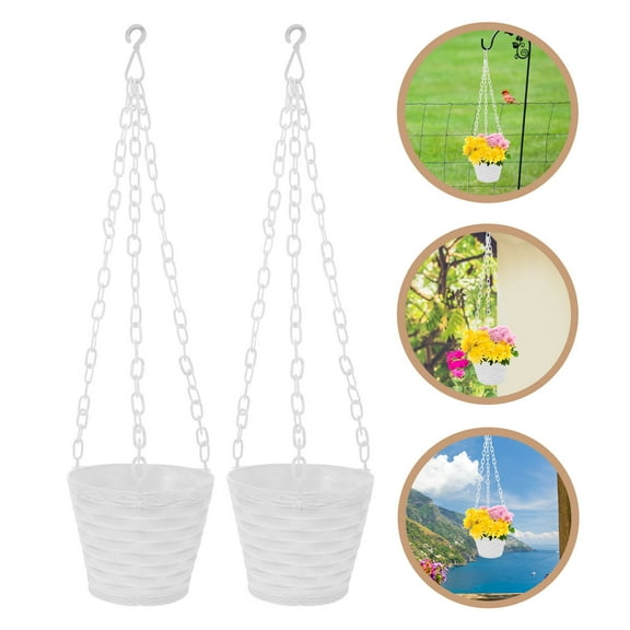 2Pcs Hanging Plants Pots Small Hanging Flower Pots Artificial Plants Holder Hanging Planters