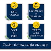 Color Sense 100% Cotton Percale Single Fitted Bedsheet Cool & Crisp Queen White