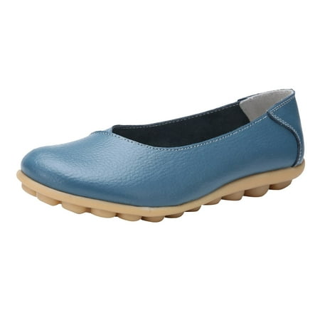 PLLFRLRT Loafers for Women Dressy Slip on Loafers Flats Shoes Comfort Wide Width Penny Loafers 2024 Dressy Flat Shoes Driving Work Shoes(Blue 7)