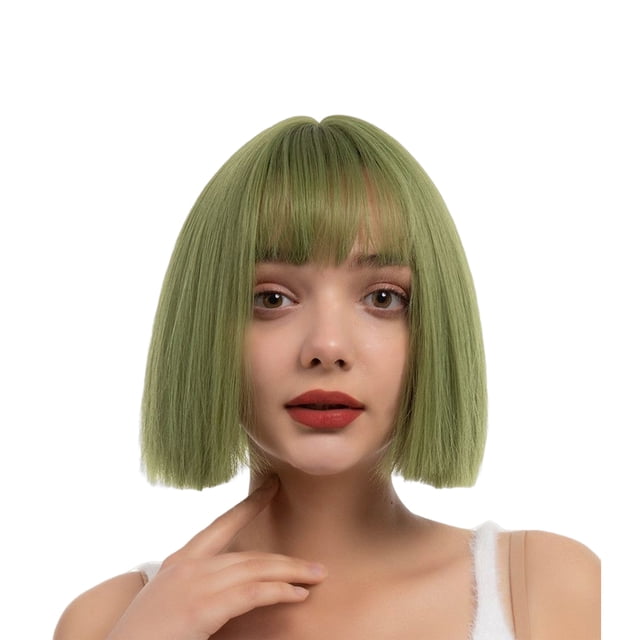 Vogacara Peluca de mujer, pelo corto y liso, fiesta, vacaciones, Club, vestido elegante, decoración de Cosplay, regalos de disfraces para mujeres y Cuidado del cabello Verde Vogacara CE014354-03