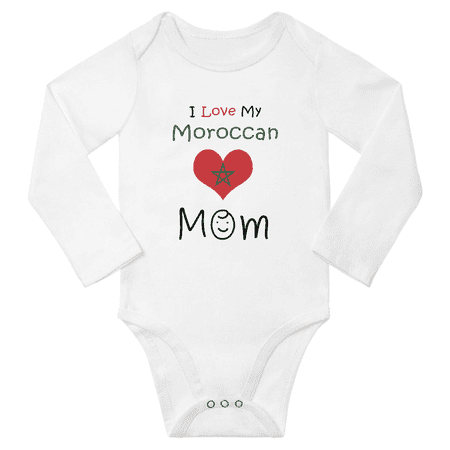 

I Love My Moroccan Mom Baby Long Slevve Bodysuit Unisex Gifts (White 3-6 Months)