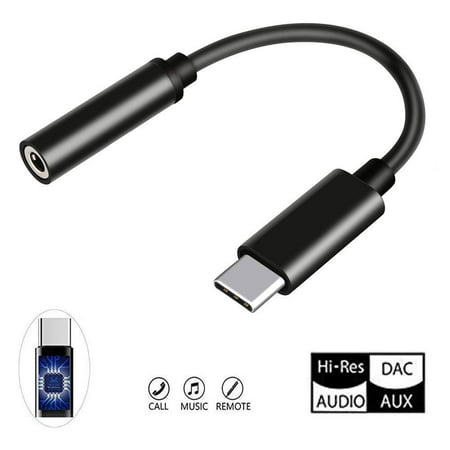Headphone Adapter Type C/USB C to 3.5mm Female AUX Microphone Connector Earphone Jack Cable with Hi-Fi/DAC Chip for Apple New iPad Pro Google Pixel 2/3/XL Huawei P20 Samsung Galaxy Note 8,