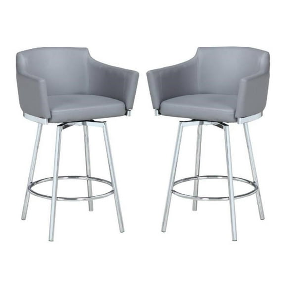 Home Square 36.4" Modern Memory Swivel Counter Stool in Gray - Set of 2