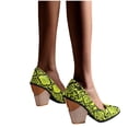 thumbnail image 2 of Nrmvnmi Women's High Heels Shoes Chunky Block Heels Pointed Toe Slip-On Mid-Heel Dress Pumps Green Mothers Day Gifts, 2 of 4