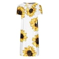 thumbnail image 4 of Pisexur Robe d'Été pour Femmes 2023 à Col en V à Manches Courtes Florale Décontractée de Plage Robes Imprimé Tournesol une Robe Midi en Lin, 4 of 5