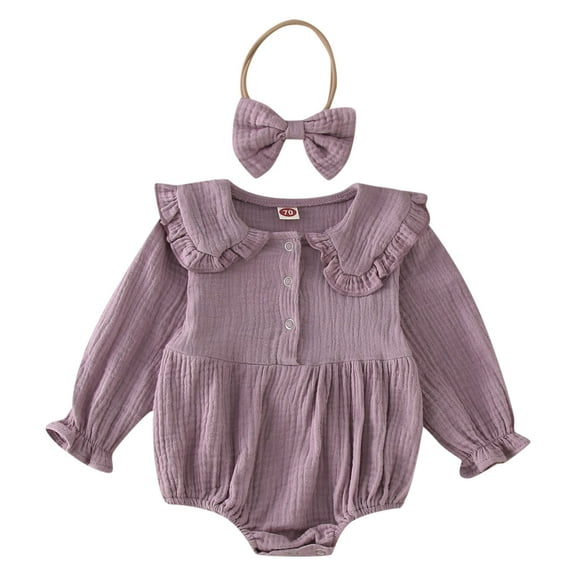 Sngxgn Girl Baby Girls Ruffle Sleeve Bodysuit Toddler Girl Shirts Jumpsuit(Purple,80)