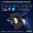 thumbnail image 7 of LUXRITE 6 In. LED Regressed Light with Square Black Trim, 22W, 1800LM, 5CCT, 38 Beam, Dimmable, Twist-N-Lock ETL 4 Pack, 7 of 7