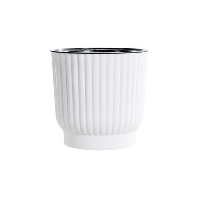 Self Watering Planter, Staron 2026 Automatic Pot with Self Absorbing Technology, Durable Resin Round Vertical Pattern Desktop Flower Pot for Succulents Roses