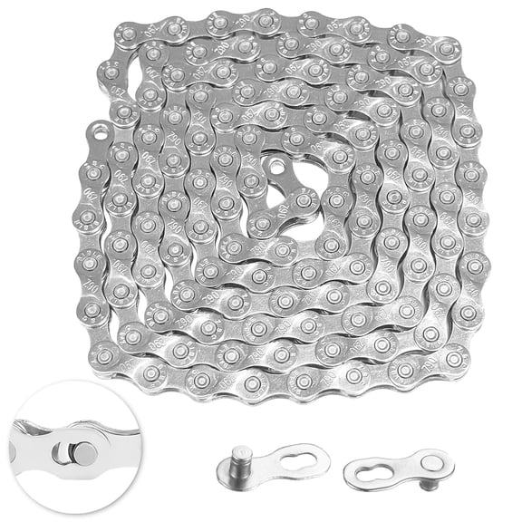 21/24/27 Speed Bike Chain, Bicycle Mountain Bike Chain, 116 Links Single & Multi Speed Bikes Chain, Compatible with BMX Bikes, and Most Major Systems(Silve)