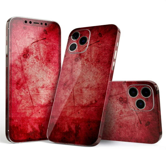 DesignSkinz Grungy Red Scratched Surface Full-Body Skin Decal Wrap Cover for iPhone 16