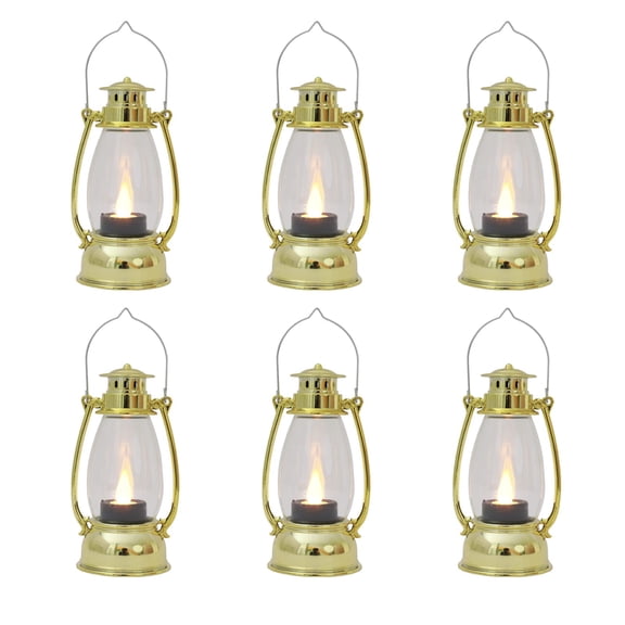Minzimin 5.1 inch Mini Lanterns 6-Pcs LED Candle Small Lanterns Decorative Indoor Outdoor Hanging Light Ornaments Home Decor for Weddings Western Camping Party Halloween Christmas Decorations