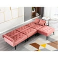 thumbnail image 3 of Ivinta Modern Convertible Sofa Couch, Sectional Sleeper Sofa Bed Upholstered with Ottoman for Living Room,Velvet Pink, 3 of 8