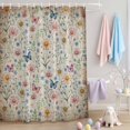 thumbnail image 2 of Shower Curtain Spring Flowers Butterfly Shower Curtains for Bathroom Decor, Waterproof Polyester Shower Curtain Set with Hooks, Extra Long 72" x 78" Vintage Floral, 2 of 9