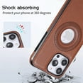 thumbnail image 5 of Decase Compatible with MagSafe Case for iPhone 11 Pro Max, Rugged Shockproof Luxury PU Leather Slim Logo View Classic Non-Slip Lightweight Protective Cover Case, brown, 5 of 8