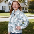 thumbnail image 3 of Uorisanigo Kids Sweatshirt Quarter Zip Pullover Sweatshirts Lightweight Blue Banana Leaf Half Zip Up Hoodies with Long Sleeve, Casual Essentials Half Zipper Crop Tops Fall Clothes, 3 of 7