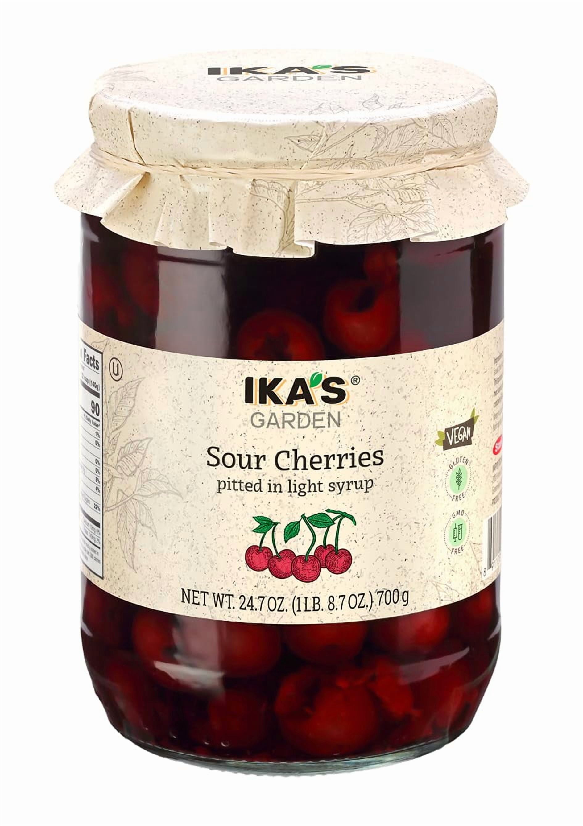 (2 pack) Ika’s Garden Pitted Sour Cherries in Light Syrup, 24.7 oz Jar