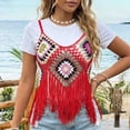 thumbnail image 4 of Haivin Women's Crochet Color Block Tank Top with Fringe, Casual Sleeveless Blouse for Summer, Beach and Daily Wear, 4 of 5