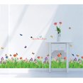 thumbnail image 1 of Pegatinas de pared con flores de hierba verde y mariposas, pegatinas decorativas para pared de esquina, decoración de dormitorio infantil, rodapié, sala de estar, 1 of 4