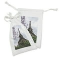thumbnail image 2 of Eiffel Tower Fabric Pouch Set of 2, Eiffel Natural Flowers Colorful Blossoms Cloudy Sky Perspective Paris Print, Small Drawstring Bag for Toiletries Masks and Favors, 9" x 6", Grey Green, by Ambesonne, 2 of 2