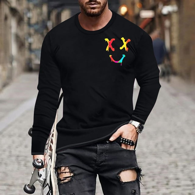 Styesk Chemises pour Hommes Haut Imprimé à Manches Longues Haut/chemise à Manches Longues à Col Rond pour Hommes