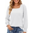 thumbnail image 3 of UVN Blouses for Women Square Neck Long Sleeve Shirts Dressy Casual Tunic Tops, 3 of 11