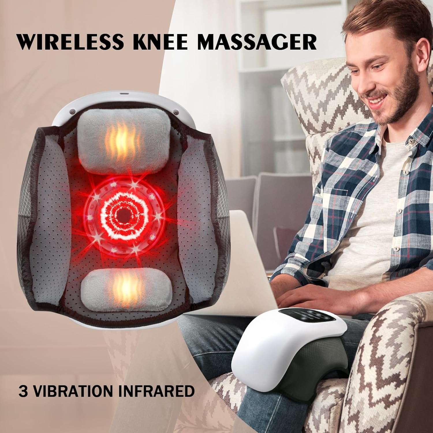 3-in-1 Heated Knee Massager Wrap with Red Light & Vibration, Portable Electric Joint Comfort Device with Adjustable Straps for Knees, Shoulders, and Elbows