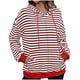 thumbnail image 1 of Chaquetas y abrigos casuales con capucha y manga larga para mujer Chaqueta casual con capucha y cremallera de manga larga con estampado a rayas para mujer Top de poliéster para mujer, 1 of 3