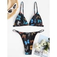 thumbnail image 4 of ZAFUL Women Swimsuit Multicolored Butterfly Cheeky Tanga Bikini Swimwear Black L, 4 of 6