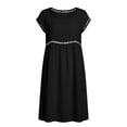 thumbnail image 4 of YTCAMLO 100%Cotton Summer Dresses for Women Fashion Boho Hollow Out Trim Short Sleeve Maxi Dress Comfy Breathable A Line Long Dresses, 4 of 9