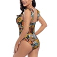 thumbnail image 5 of Yiaed Welcom Fall Print Women's Ruffled One Piece Swimsuit V Neck Swimwear Slimming Monokini for Woman-Large, 5 of 8