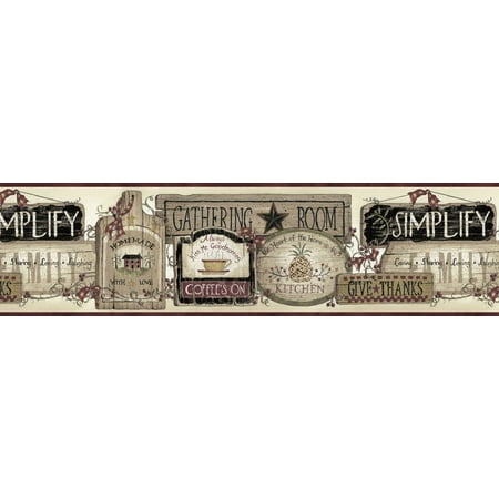 Signs Die Cut Wall Border - Brewster Home Fashions Borders by Chesapeake Alfred Gathering Room Signs 15' x 6.66 '' Scenic 3D Embossed Border Wallpaper