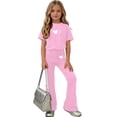 thumbnail image 4 of Fnooota Girls Summer Outfit Sets Size 7-8, Short Sleeve Casual Gifts Kids' Casual Clothing Sets Pink Size 7-8, 4 of 6