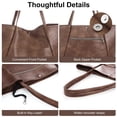 thumbnail image 4 of Bolso de mano Monrich, tamaño grande, 25 L, piel vegana para mujer, color marrón oscuro, 4 of 6