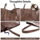 thumbnail image 4 of Bolso de mano Monrich, tamaño grande, 25 L, piel vegana para mujer, color marrón oscuro, 4 of 6
