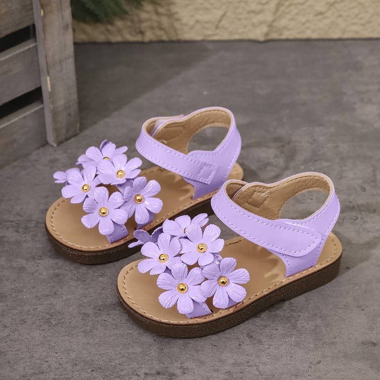 Sandales Fleuries Pour Filles – Style Ballerine, Motif Floral – Neuves Sans Boîte