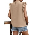 thumbnail image 2 of Women's Ruffle Short Sleeve Pleated Crew Neck Top Pullover, 2 of 6