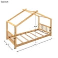 thumbnail image 6 of Tcbosik Platform Bed Twin Size Bed Frame Wood House Roof Design, Natural, 6 of 10