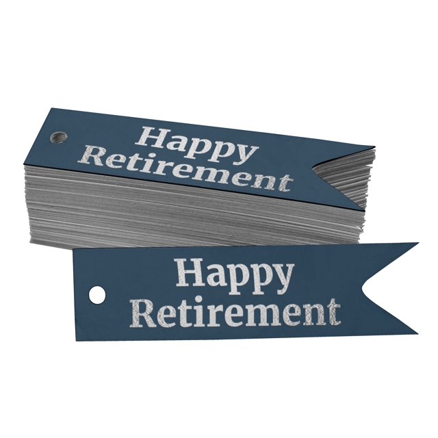Inkdotpot Silver Foil Paper Hang Tags Happy Retirement Favor Tags 50 Pieces