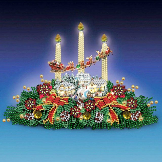 (HB374) Adornos Navideños Diamantes Parciales Serie Navideña Pintura Diamantes Resina Con Forma Especial 30 * 30 CM