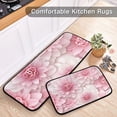 thumbnail image 5 of Pink Flowers Floral Kitchen Rugs Set of 2 Non Slip Floor Foam Mat Cushioned Soft Waterproof Carpet Runner for Dining Room Laundry, 5 of 7