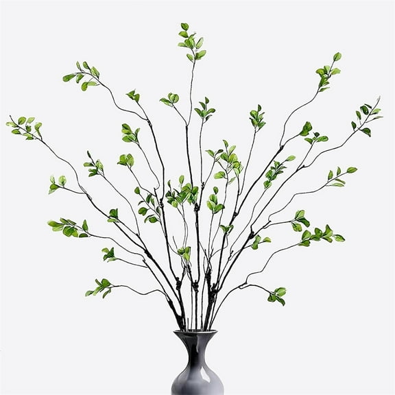 Duslogis 35.4'' 4Pcs Artificial Ficus Branches Fake Greenery Stems Faux Ficus Twig Plants Green Fake Leaf Spray Green for Home Office Wedding Vase Filler Banquet Home Decoration (Green)