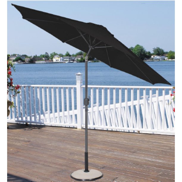 9 Outdoor Patio Market Umbrella With Hand Crank And Tilt Hunter Green Black Walmart Com Walmart Com