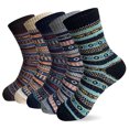 thumbnail image 2 of Fesfesfes 5 Pairs Socks for Women Casual Winter Warm Thick Socks Wool Vintage Colorful Knit Soft Socks, 2 of 7