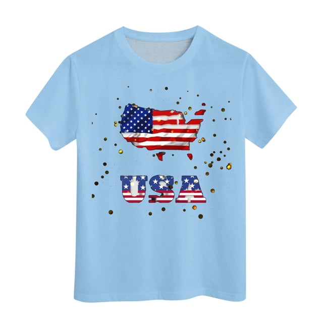 TZEWGL Tops For Newborn Short Sleeved Independence Day Printed Crewneck Blouse For Newborns size 3-4T