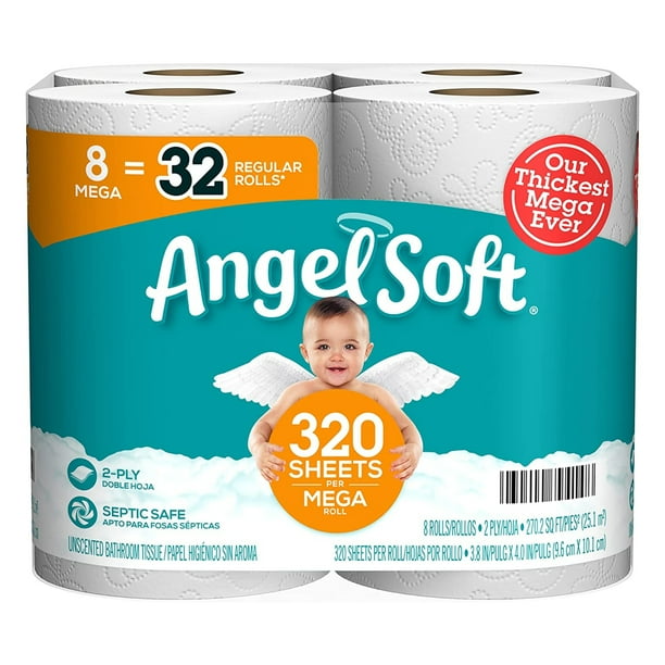 Angel Soft Toilet Paper, 2 Ply Tissue Roll Ultra Soft, Clog & Septic