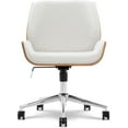 thumbnail image 4 of Elle Decor Ophelia Office Chair, Curved Bentwood Low-Back and Seat, Chrome Swivel Base, Woven Fabric, Ivory, 4 of 9