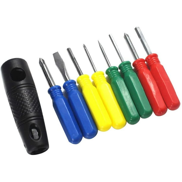 Paquete de 9 destornilladores magnéticos, juego de destornilladores universales, kit de destornilladores magnéticos de precisión con poste intercambiable, herramienta de reparación de trabajo para ele JFHHH pequeña